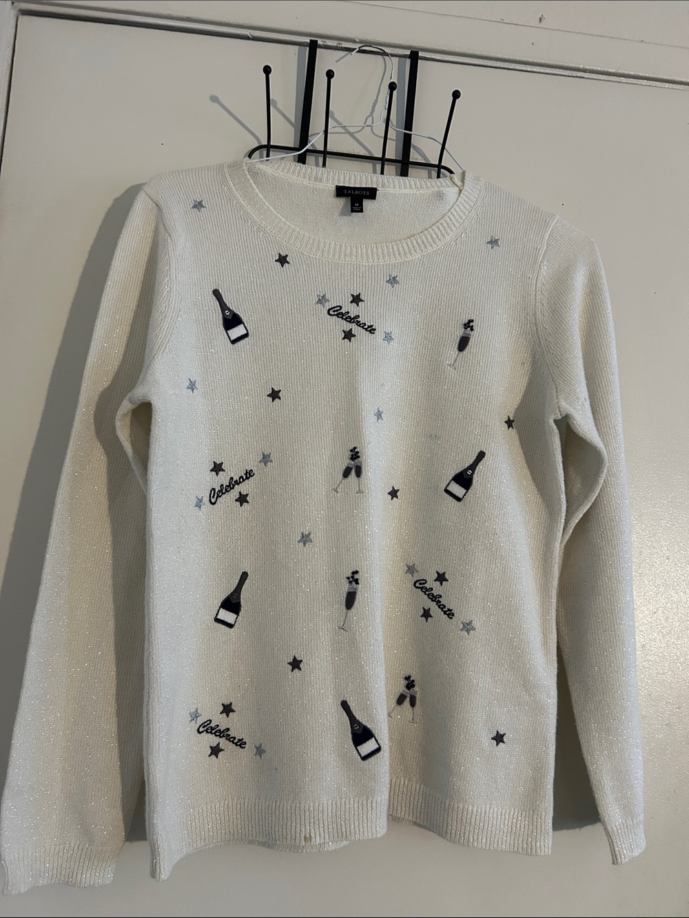 Talbots Cream Embellished 'Celebrate' Crewneck Sweater